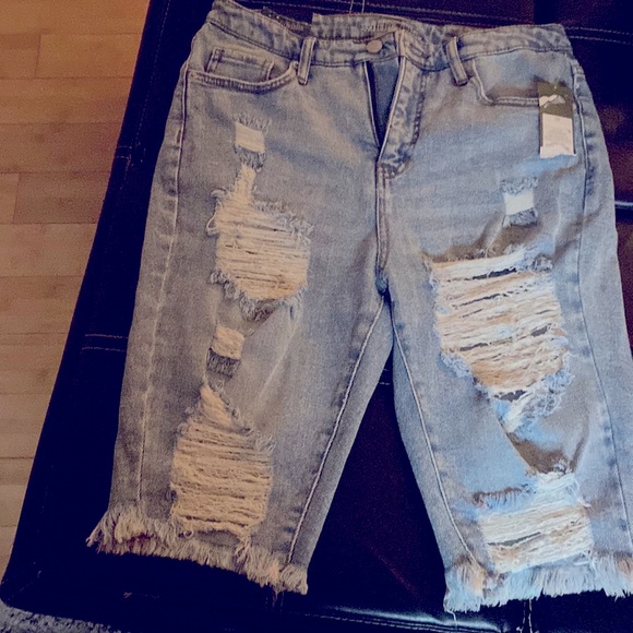 Distressed Denim Shorts - Picture 1 of 3